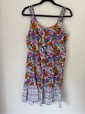 Swimsuits For All Purple & Orange Floral Mini Dress